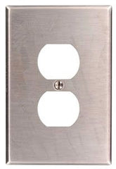 Leviton 84103-40 1-Gang Duplex Device Receptacle Wallplate, Oversized, Device Mount, Stainless Steel