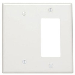 Leviton P1426-W White Wallplate 2Gang Blank/Decora Strap Mount