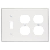 Leviton 86047 3-Gang 1-Toggle 2-Duplex Device Combination Wallplate Standard Size