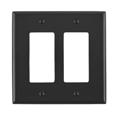 Leviton PJ262-E 2-Gang GFCI Device Midway Size Thermoplastic Nylon Device Mount Black Decora Wallplate