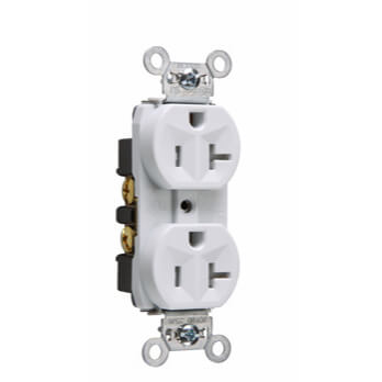 Pass & Seymour TR5362-W Tamper-Resistant Hard Use Spec Grade Back & Side Wired Receptacle 20A 2P White 125V