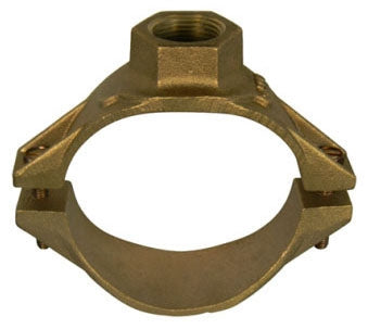 A.Y. McDonald 4128-111 3, 1 FPT Outlet, 200 PSI, Brass, 2-Piece, Single Outlet, Service Saddle for Schedule 40/80 IPS PVC Pipe