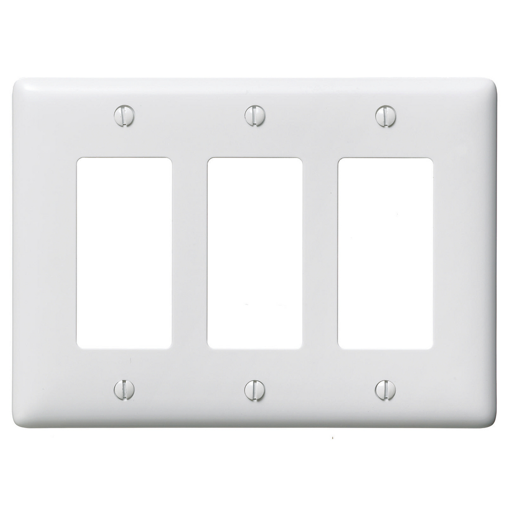 Hubbell NP263W 3-Gang White Nylon Standard 3-Decorator Switch Wallplate