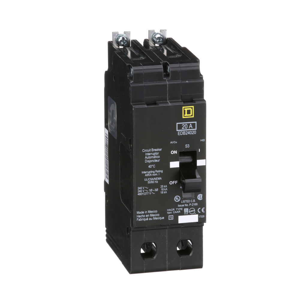 Square D EDB24020 Mini Circuit Breaker 20 Amp 480Y/277 Volt