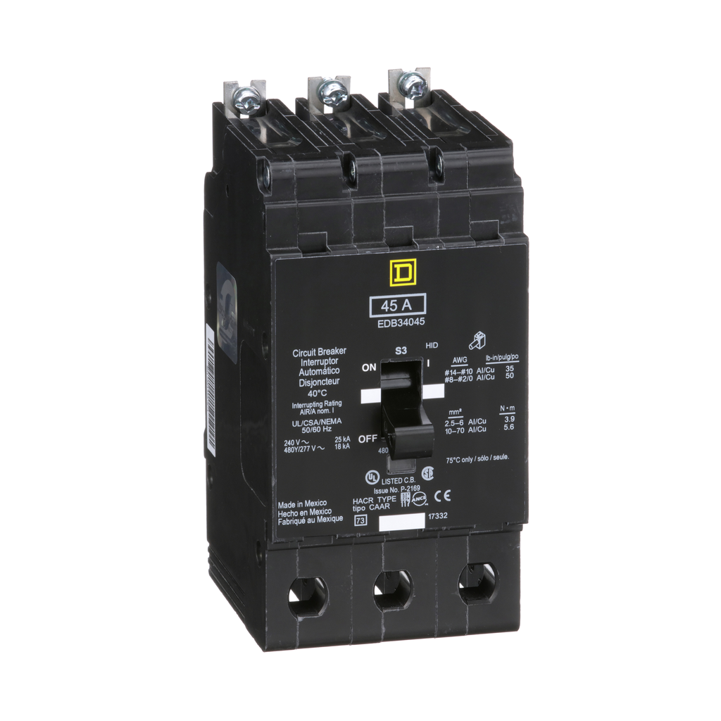 Square D EDB34045 480Y/277 Volt 45 Amp Miniature Circuit Breaker