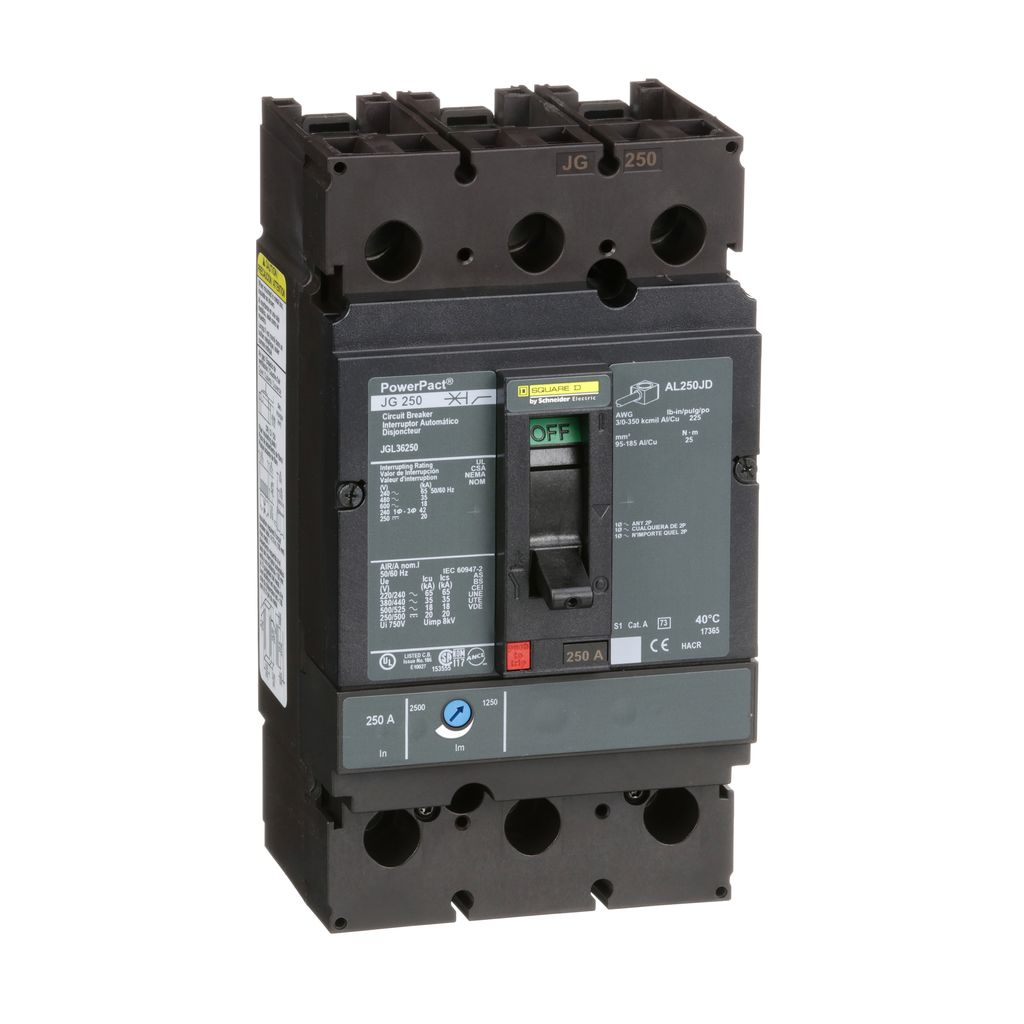 Square D JGL36250 Square D JGL36250 600 Volt 250 Amp Molded Case Circuit Breaker