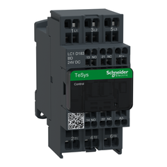 Schneider Electric LC1D183BD 600 VAC 18 Amp 3-Pole 1NO 1NC Screw Terminal Full Voltage Non-Reversing IEC Contactor