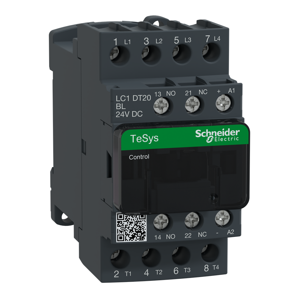 Schneider Electric LC1DT20BL Square D 600 VAC 20 Amp 4-Pole 1NO 1NC Screw Terminal Full Voltage Non-Reversing IEC Contactor