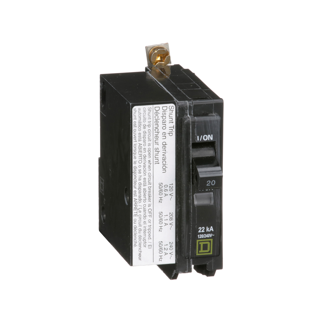 Square D QOB120VH1021 1-Pole 20 Amp 120/240 Volt Bolt-On Thermal Magnetic Miniature Circuit Breaker