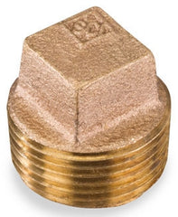 Smith-Cooper International 36SS1002L 1/4 MPT Class 125 Lead-Free Cast UNS C89833 Brass Alloy Square Head Solid Plug