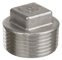 Smith-Cooper International S3116SP004 1/2 MPT 0.51 Width Across Flat Class 150 316 Stainless Steel Heavy Pattern Square Head Plug