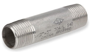 Smith-Cooper International S8586NI020080 2 x 8 MPT x MPT Schedule 80 Seamless Stainless Steel Nipple