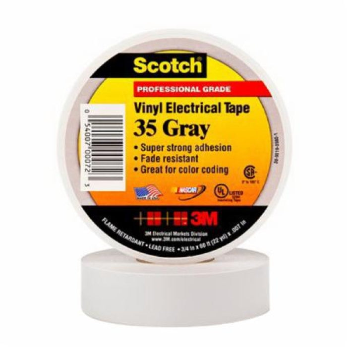 Scotch 35-3/4X66FT-GY Vinyl Electrical Tape 600V (66 ft Length / 3/4 in Width)