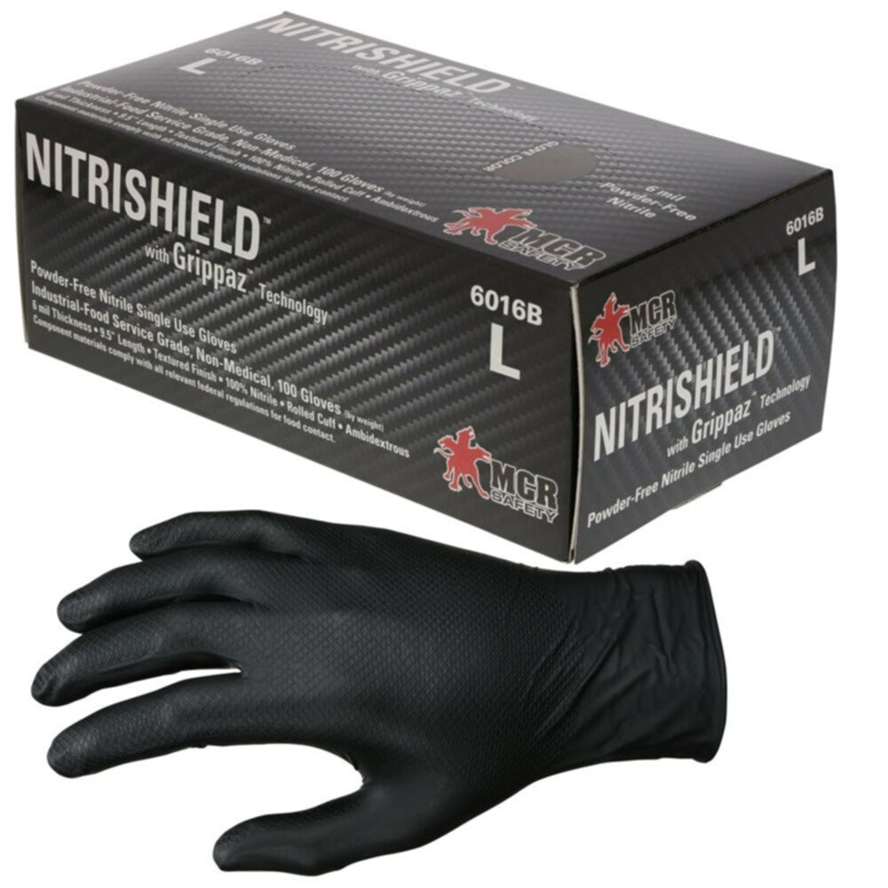 MCR Safety 6016B Industrial Food Service Grade Gloves Powder Free Nitrile 100/bx