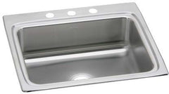 Elkay LR25223 Lustertone Classic Stainless Steel 25 x 22 x 8-1/8 3-Hole Single Bowl Drop-In Sink