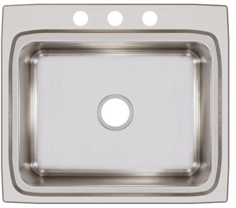 Elkay LR25223 Lustertone Classic Stainless Steel 25 x 22 x 8-1/8 3-Hole Single Bowl Drop-In Sink