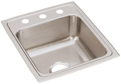 Elkay LR17203 Lustertone Classic Stainless Steel 17 x 20 x 7-5/8 3-Hole Single Bowl Drop-In Sink