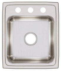 Elkay LR17203 Lustertone Classic Stainless Steel 17 x 20 x 7-5/8 3-Hole Single Bowl Drop-In Sink