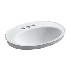 Kohler K-2075-4-0 Serif Vitreous China 3-Hole Single-Bowl Centerset Oval Drop-In Bathroom Sink