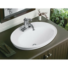 Kohler K-2075-4-0 Serif Vitreous China 3-Hole Single-Bowl Centerset Oval Drop-In Bathroom Sink