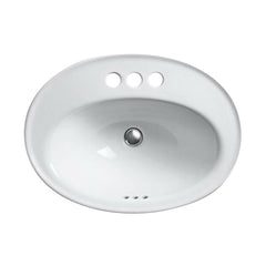 Kohler K-2075-4-0 Serif Vitreous China 3-Hole Single-Bowl Centerset Oval Drop-In Bathroom Sink