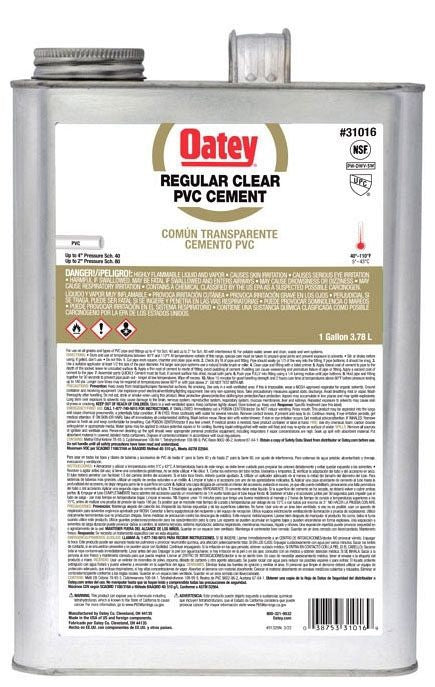 Oatey 31016 1 Gal Regular Set Plastic Clear Pipe Cement