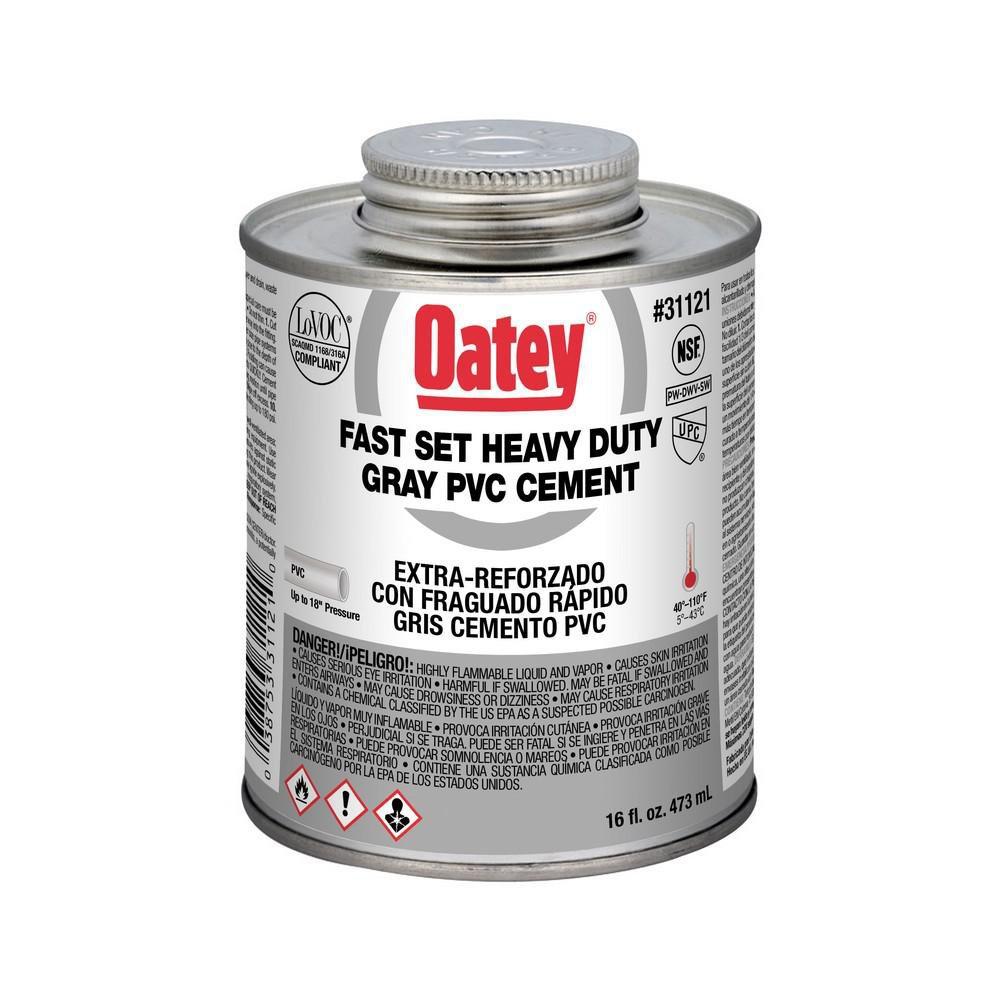 Oatey 31121 16 oz Fast Set Plastic Grey Pipe Cement