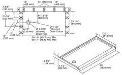 Sterling 72181110-0 Ensemble™ 60 in. x 32 in. Shower Base with Left Drain in White