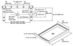 Sterling 72131100-0 Ensemble 60 in x 34 in Shower Base with Center Drain