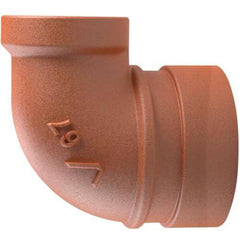 Victaulic FB60067P00 Vic-End II No. 67 2 x 1 in Grooved x FNPT Orange Enamel Ductile Iron 90 Degree Reducing Sprinkler Elbow