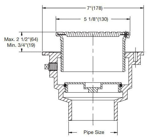 Watts CO-203-P-R 3 in. Push-On Epoxy Coated Cast Iron Floor Cleanout with 5-1/8 Round Nickel Bronze Top