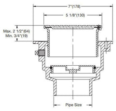 Watts CO-203-P-R 3 in. Push-On Epoxy Coated Cast Iron Floor Cleanout with 5-1/8 Round Nickel Bronze Top