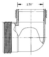 Dearborn P9675 TUPSJ90 90 Degree Slip Joint Elbow 1-1/2 Inch