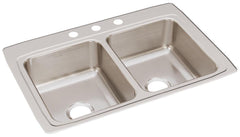 Elkay LR33223 Lustertone Classic Stainless Steel 33 x 22 x 8-1/8 Equal Double Bowl Drop-in Sink