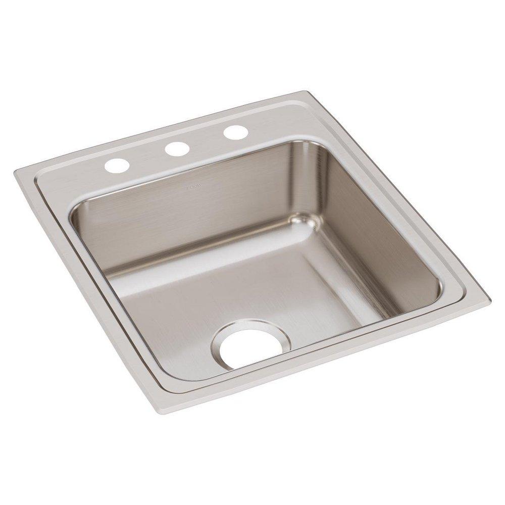 Elkay LR20223 Lustertone 19-1/2 x 22 in. 3 Hole Stainless Steel Single Bowl Drop-in Sink