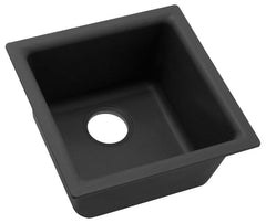 Elkay ELG1616BK0 Quartz Classic 15-3/4 x 15-3/4 x 7-11/16 Single Bowl Dual Mount Bar Sink Black