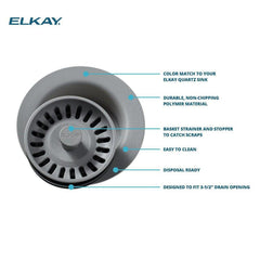 Elkay LKQD35MC Plastic Disposer Flange with Basket Strainer and Stopper Mocha