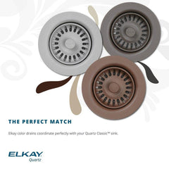 Elkay LKQD35MC Plastic Disposer Flange with Basket Strainer and Stopper Mocha