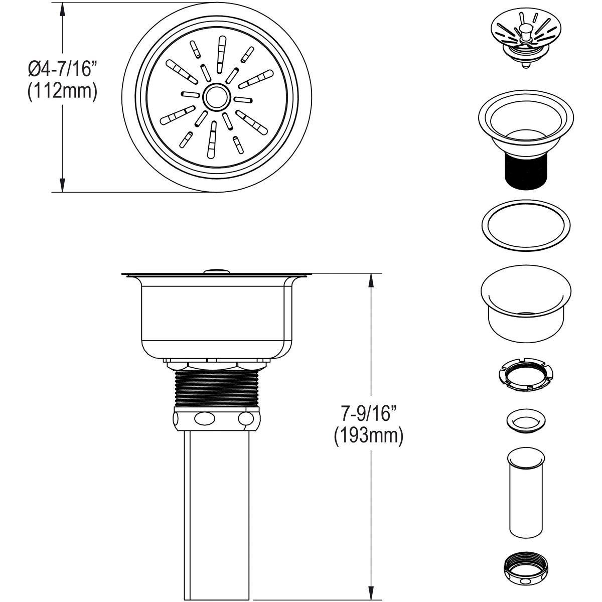 Elkay LK99 Deluxe Drain Outlet Stainless Steel 4 x 8 Inch