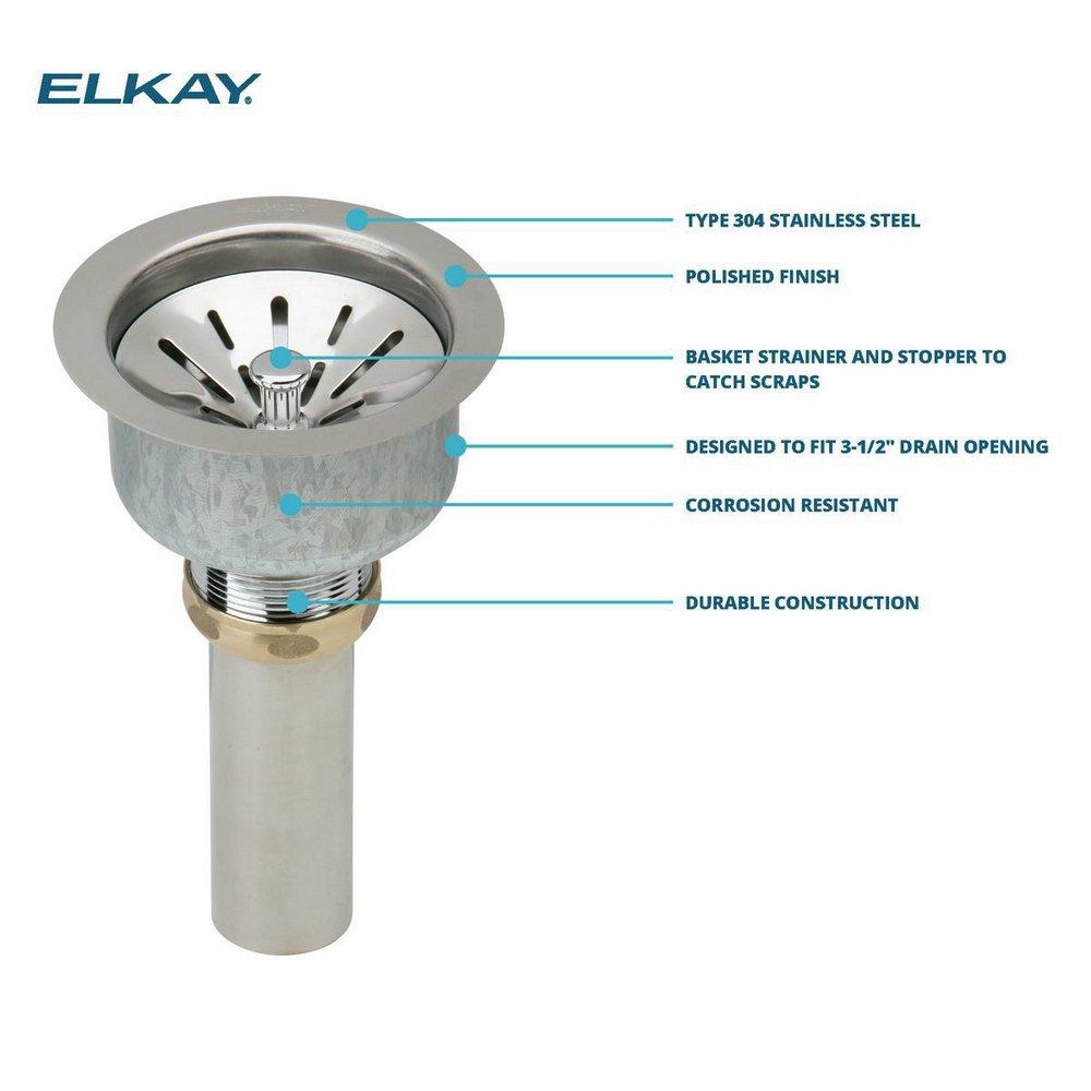 Elkay LK99 Deluxe Drain Outlet Stainless Steel 4 x 8 Inch