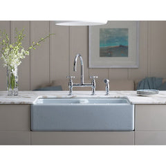 Kohler K-6534-4U-0 Hawthorne Enameled Cast Iron 4-Hole Double-Bowl Rectangular Undermount Kitchen Sink