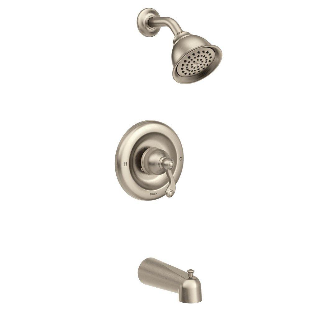 Moen T2123SRN Traditional One Handle Single Function Bathtub & Shower Faucet in Spot Resist Brushed Nickel (Trim Only)