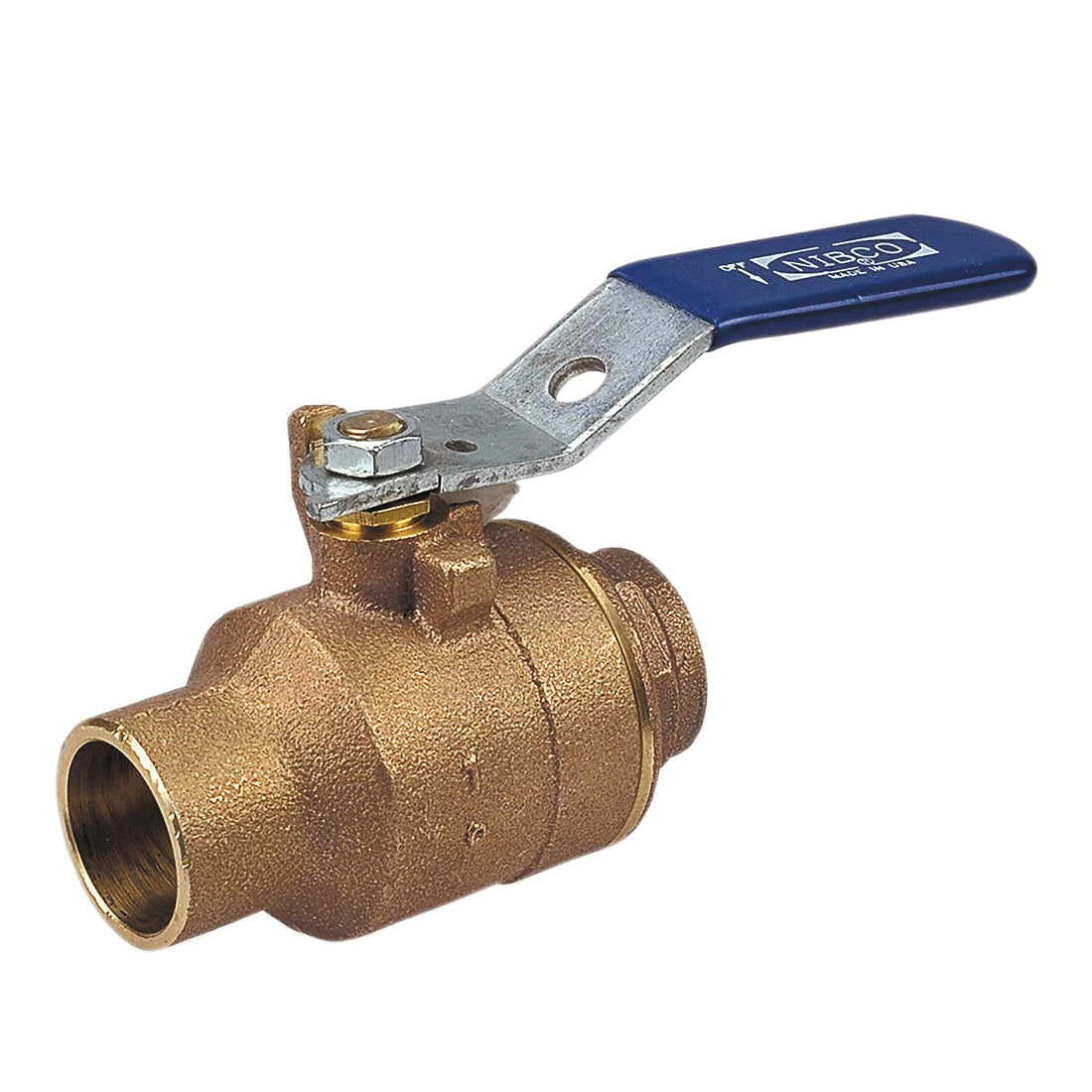 NIBCO NJ8300A 2-Piece Ball Valve 1 in Nominal Solder End Style Bronze Body Full Port PTFE Softgoods