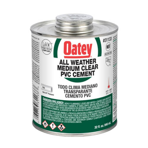 Oatey 31132 Cement PVC 16Oz Clear Slvt 3 To 4Min 2Hr