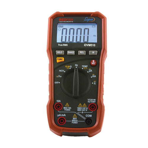 Supco IDVM550 Digital Clamp Meter, 6/60/600/750 VAC, 6/60/600/1000 VDC, 60/600/1000 A, 600 Ohm/6/60/600 kOhm/6/60 MOhm, 1.6 in Jaw, LCD Display