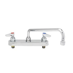 T&S Brass B-1123 Workboard Faucet, Deck Mount, 8 Centers, 12 Swing Nozzle, Lever Handles