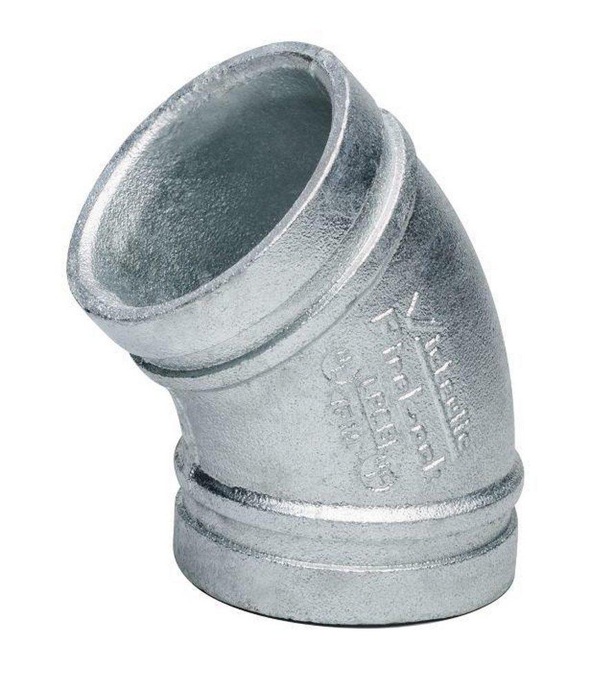 Victaulic F030003G00 FireLock Style 003 3 in. Grooved Galvanized Ductile Iron 45 Degree Sprinkler Elbow