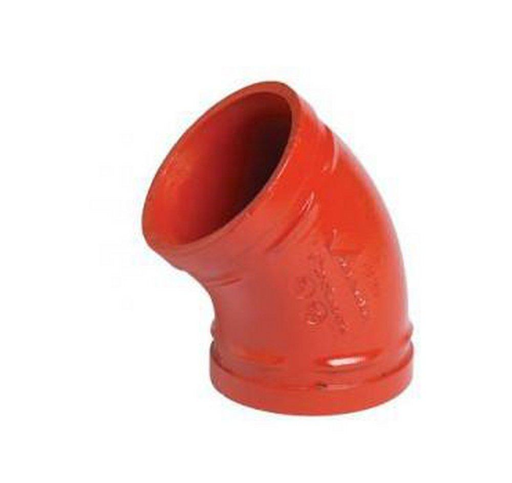 Victaulic F040003P00 FireLock Style 003 4 in Grooved Orange Enamel Ductile Iron 45 Degree Sprinkler Elbow