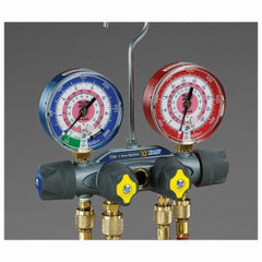 Yellow Jacket 49967 Titan 4-Valve Manifold with 3-1/8 in. F Gauges and 60 in. Plus II Hose Set - R-22/404A/410A