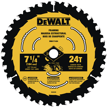 DeWalt DWA171424 Saw Blade Wood 7-1/4 Inch 24T 5pk